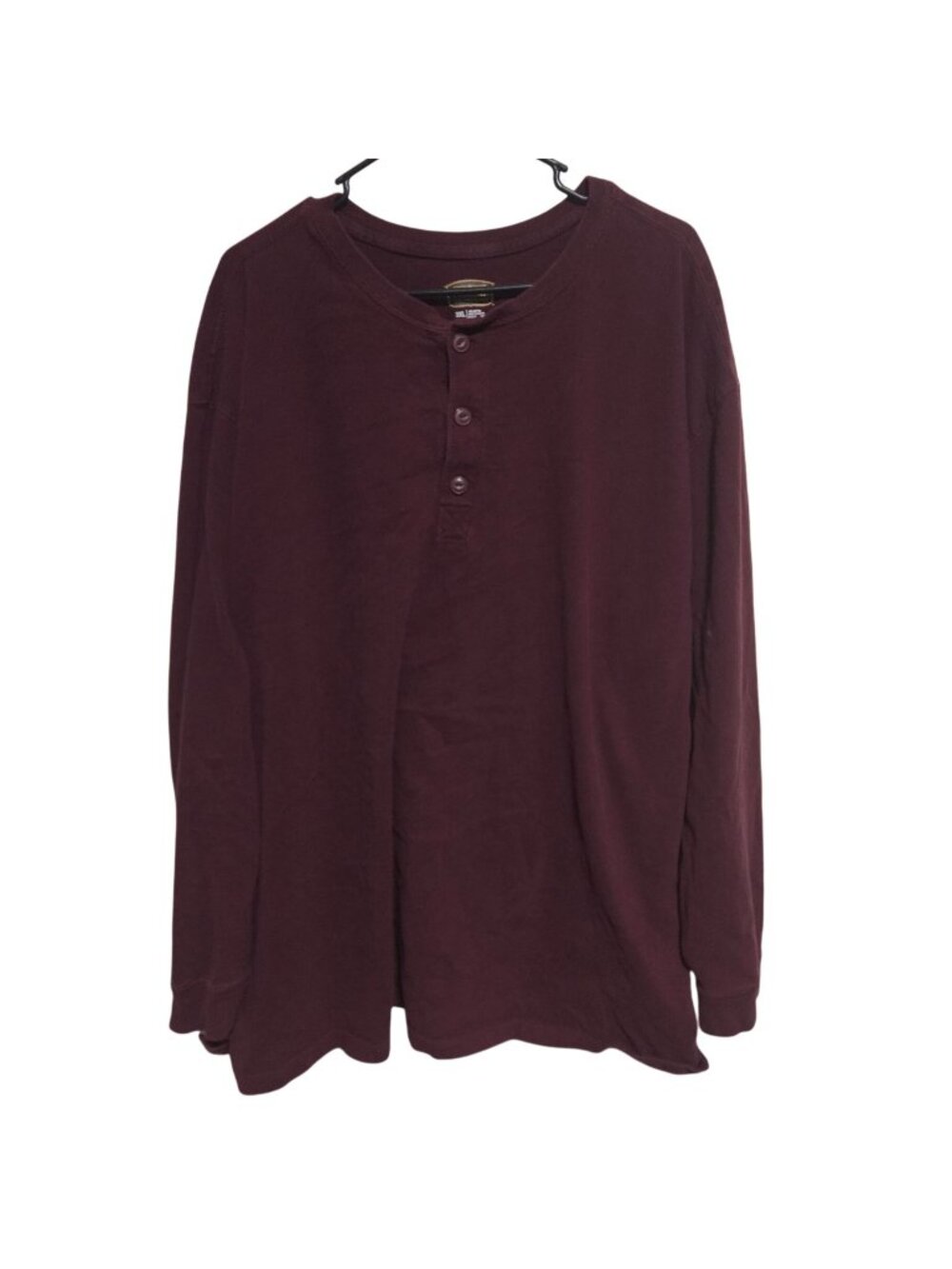 Foundry Supply Co. Henley Shirt Mens Size 3XL Burgundy Long Sleeve Cotton Casual